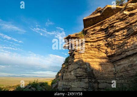 First Peoples Buffalo Jump near Great Falls, Montana, a National Historical Site formerly known as Ulm Pishkun State Park. Stock Photo