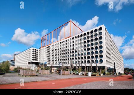 Netherlands, Amsterdam - April 07, 2024: Ravel Residence, Student Experience in Zuidas District, a modern student hub with modern architectural facade Stock Photo