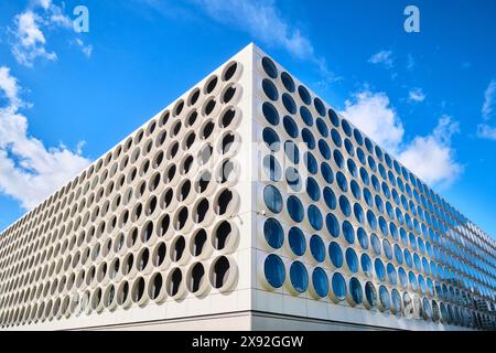 Netherlands, Amsterdam - April 07, 2024: Ravel Residence, Student Experience in Zuidas District, a modern student hub with modern architectural facade Stock Photo