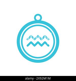 Zodiac sign aquarius pendant, Isolated on white background. From blue icon set. Stock Vector