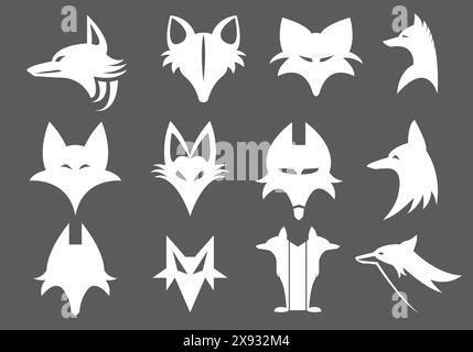 Fox Vector Icon Set – Ideal for Wildlife Illustrations, Children's Books, Graphic Design, and Nature-Themed Artwork Stock Vector