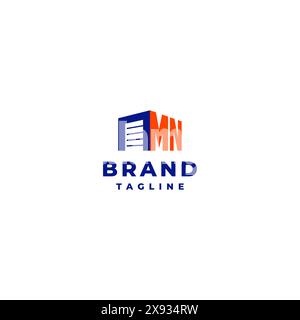Initial MN and Storage Door Logo Design. Initial Letter M And N Next To Garage Door Icon Logo Design. Stock Vector