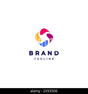 Simple Four Colorful Propeller Logo Design. Modern Colorful Rounded Propeller Logo Icon. Stock Vector