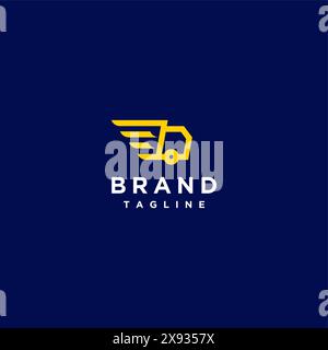 Delivery Truck Icon With Accent Wings. Winged Delivery Truck Logo Design. Stock Vector