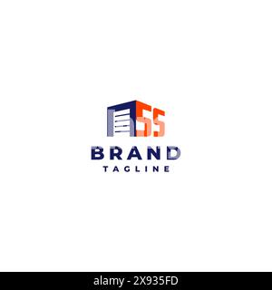 The initials of the letter SS form a storage building. Storage Door and Initials SS Logo Design. Stock Vector