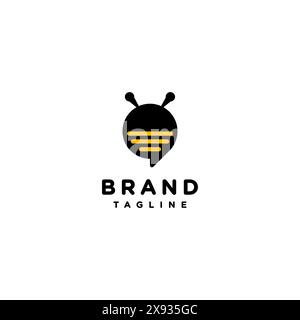 Exclusive Logo Templates For Network Providers Represented In Message Icons With Bee Heads. Bee Icon shaped Bubble Text Logo Design. Stock Vector