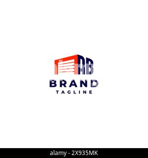 Long Storage Door and Letter AB Logo Design. Initials A and B Next to Storage Door Icon. Stock Vector
