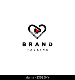 Logo Template The Play Button Icon Inside The Heart. Symbol Is Suitable For Companies Engaged In The Field Of Medical & Pharmaceutical. Stock Vector