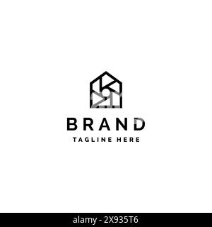 House Logo Template with Camera Shutter Motive In It. Home Icon with Shutter Motif Logo Design. Stock Vector