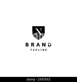 initials AN or NA in classic style logo design. Letter AN inside shield silhouette logo design. Stock Vector