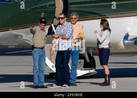 Exclusive. Harrison Ford left for the Labor Day weekend with his wife Calista Flockhart and son Liam and a couple friend to Harrison's ranch near Jack Stock Photo