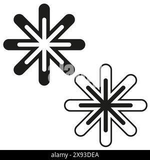 Abstract asterisk symbols. Geometric star icons. Graphic design elements. Multipurpose cross shapes. Vector illustration. EPS 10. Stock Vector