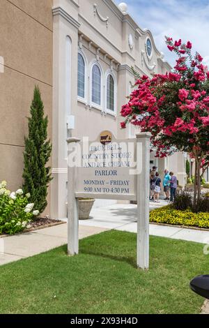 Sign outside the Blue Bell Creameries Country Store and Ice Cream Parlor in Sylacauga, Alabama Stock Photo