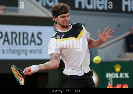 Paris, France. 27th May, 2024. Thiago Seyboth Wild of Brazil during day 2 of the 2024 French Open, Roland-Garros 2024, Grand Slam tennis tournament on May 27, 2024 at Roland-Garros stadium in Paris, France - Photo Jean Catuffe/DPPI Credit: DPPI Media/Alamy Live News Stock Photo