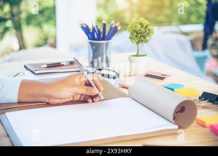 Excel stat spreadsheet business analytics graph statistic with graph and table data number in charts database. Accountant hands pointing excel stat fi Stock Photo