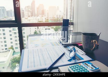 Excel stat spreadsheet business analytics graph statistic with graph and table data number in charts database. Accountant hands pointing excel stat fi Stock Photo