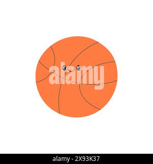 Basketball ball doodle vector illustration. Sports character smiling. Cute funny style. Stock Vector