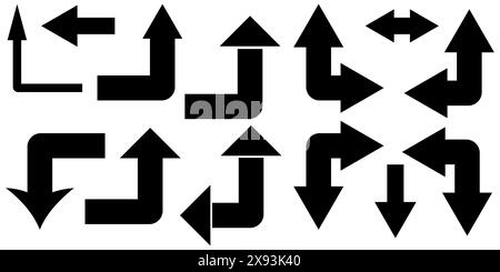 Corner up down arrow direction traffic signal. Curved arrow navigation concept. Stock Vector