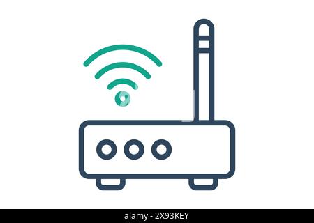 Broadband icon. internet with signal. icon related to utilities. line icon style. utilities elements vector illustration Stock Vector