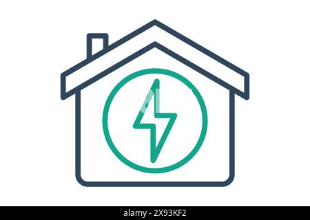 Electric icon. house with lightning. icon related to utilities. line icon style. utilities elements vector illustration Stock Vector