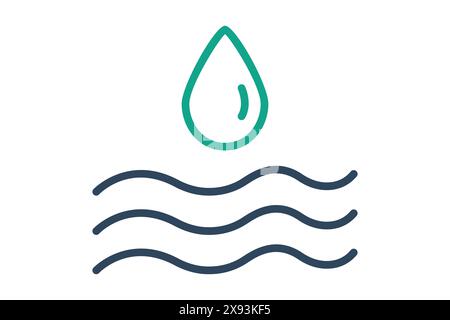Storm water icon. water droplets with water below. icon related to utilities. line icon style. utilities elements vector illustration Stock Vector