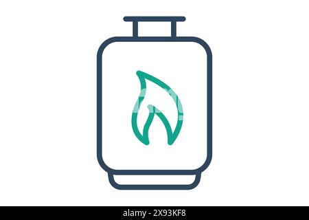 Propane icon. gas cylinder with fire. icon related to utilities. line icon style. utilities elements vector illustration Stock Vector