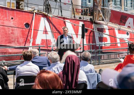 New York, USA. 28th May, 2024. Museum President and CEO Jonathan Boulware speaks during South Street Seaport Museum 2024 Summer Launch Celebration in New Yrok on May 28, 2024 Credit: Sipa USA/Alamy Live News Stock Photo