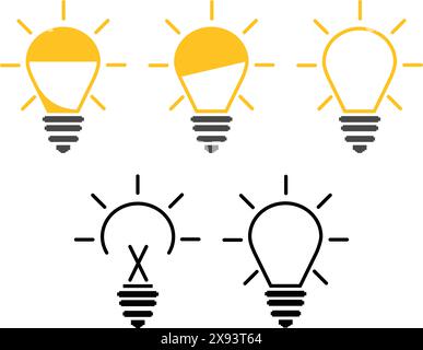 Energy and thinking symbol. Light bulb icons - Multi Series. Creative idea and inspiration concept Stock Vector
