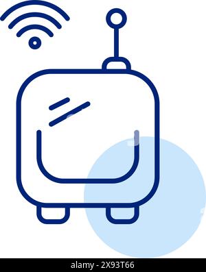 Self-driving vehicle with wi-fi symbol. Pixel perfect, editable stroke icon Stock Vector