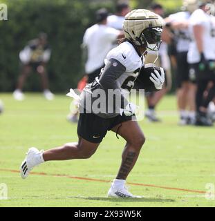 Metairie, United States. 28th May, 2024. New Orleans Saints running back James Robinson (26) during the second day of offseason training activities at the Ochsner Sports Performance Center in Metairie, Louisiana on Tuesday, May 28, 2024. (Photo by Peter G. Forest/SipaUSA) Credit: Sipa USA/Alamy Live News Stock Photo