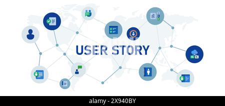 user story person information for software feature development digital modern Stock Vector