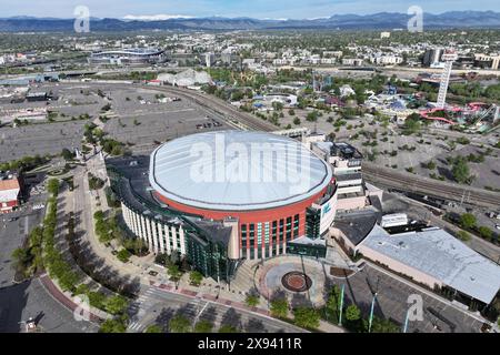 A general overall aerial view of the Ball Arena, Saturday, May 11, 2024, in Denver. Stock Photo