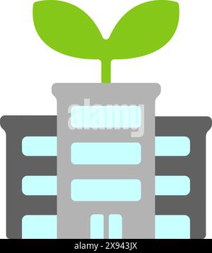 Vector icon illustration on the theme of ecology (rooftop garden) Stock Vector