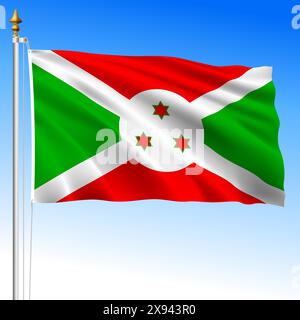Burundi, official national waving flag, african country, vector illustration Stock Vector