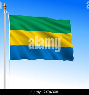 Gabon, official national waving flag, african country, vector illustration Stock Vector