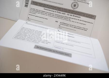 Munich, Germany. 29th May, 2024. Symbol image: Ballot Paper for the European Elections in Munich, Bavaria, Germany. (Photo by Alexander Pohl/Sipa USA) Credit: Sipa USA/Alamy Live News Stock Photo