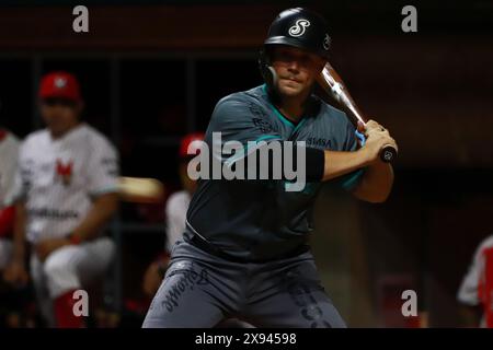 Mexico City, Ciudad de Mexico, Mexico. 28th May, 2024. Logan Brown #39 of Saraperos de Saltillo reacts during the Mexican Baseball League (LMB) first match between Saraperos de Saltillo and Diablos Rojos del México, at Alfredo Harp HelÃº Stadium.Â Diablos Rojos defeat Saraperos 9-3. (Credit Image: © Carlos Santiago/eyepix via ZUMA Press Wire) EDITORIAL USAGE ONLY! Not for Commercial USAGE! Stock Photo