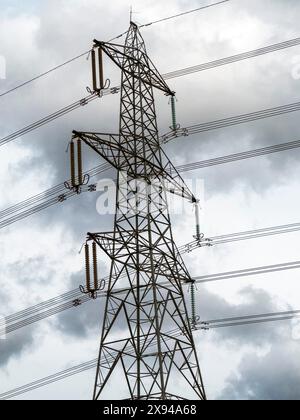 Electric overhead power carrying pylon Stock Photo