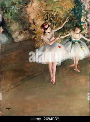 Edgar Degas, Two Dancers on a Stage, painting in oil on canvas, 1874 Stock Photo