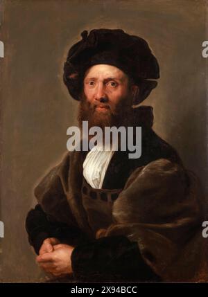 Peter Paul Rubens after Raphael, Portrait of Baldassare Castiglione, painting in oil on wood, 1630 Stock Photo