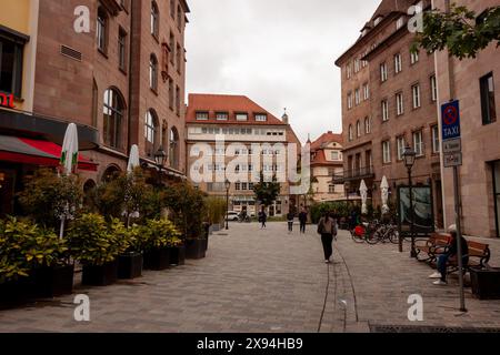 NUREMBERG, GERMANY - MAY 17, 2024: On the street in old town of Nuremberg Stock Photo