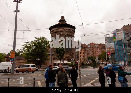 NUREMBERG, GERMANY - MAY 17, 2024: On the street in old town of Nuremberg Stock Photo