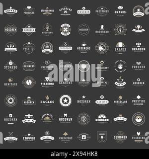 Vintage Logos Design Templates Set. Vector logotypes elements collection, Icons Symbols, Retro Labels, Badges and Silhouettes. Stock Vector