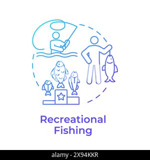 Recreational fishing blue gradient concept icon Stock Vector