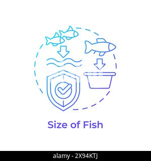 Size of fish blue gradient concept icon Stock Vector