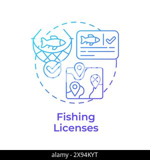 Fishing licenses blue gradient concept icon Stock Vector
