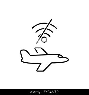 Airplane flying using radar technologies. Pixel perfect icon Stock Vector
