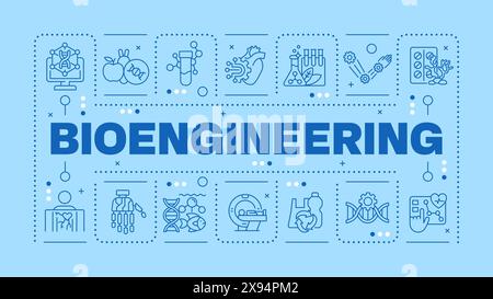 Bioengineering light blue word concept Stock Vector
