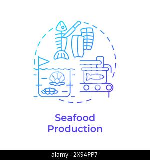 Seafood production blue gradient concept icon Stock Vector