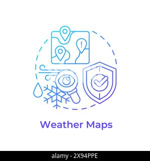 Weather maps blue gradient concept icon Stock Vector